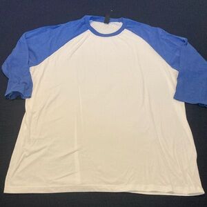 NWOT White and blue 3/4 sleeve baseball tee shirt Size XXL